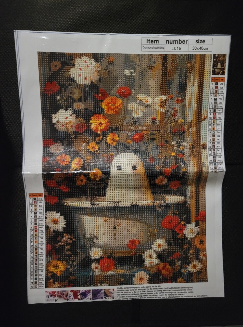 DIY Whimsical Ghost in Floral Bathtub (30cm x 40cm)